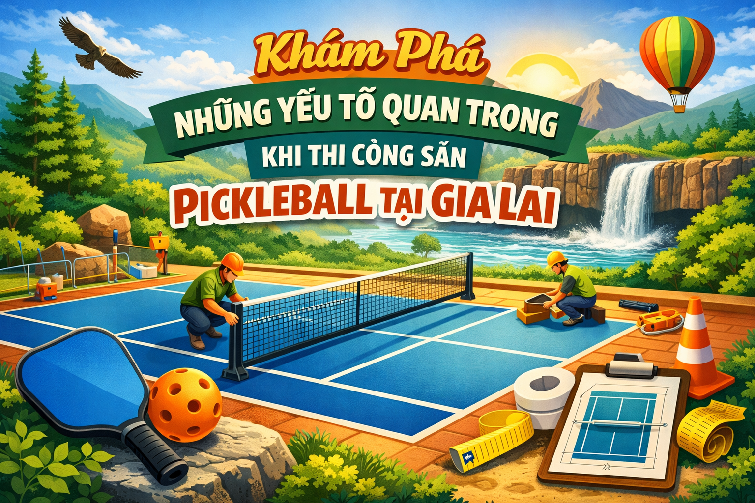 thi công sân pickleball Gia Lai 
