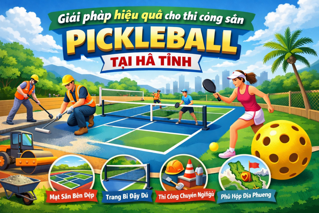 Thi công sân pickleball Hà Tĩnh