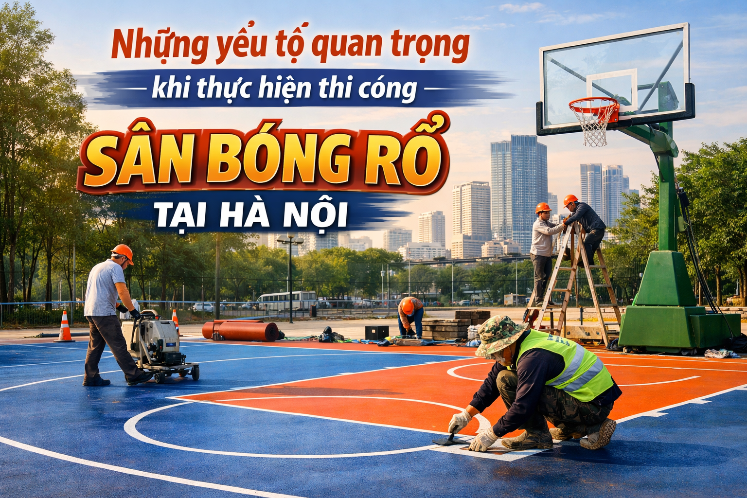 thi công sân bóng rổ tại Hà Nội