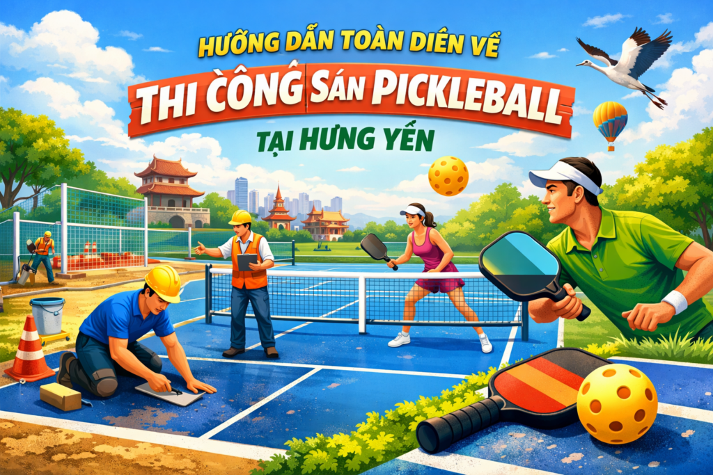 thi công sân pickleball Hưng Yên