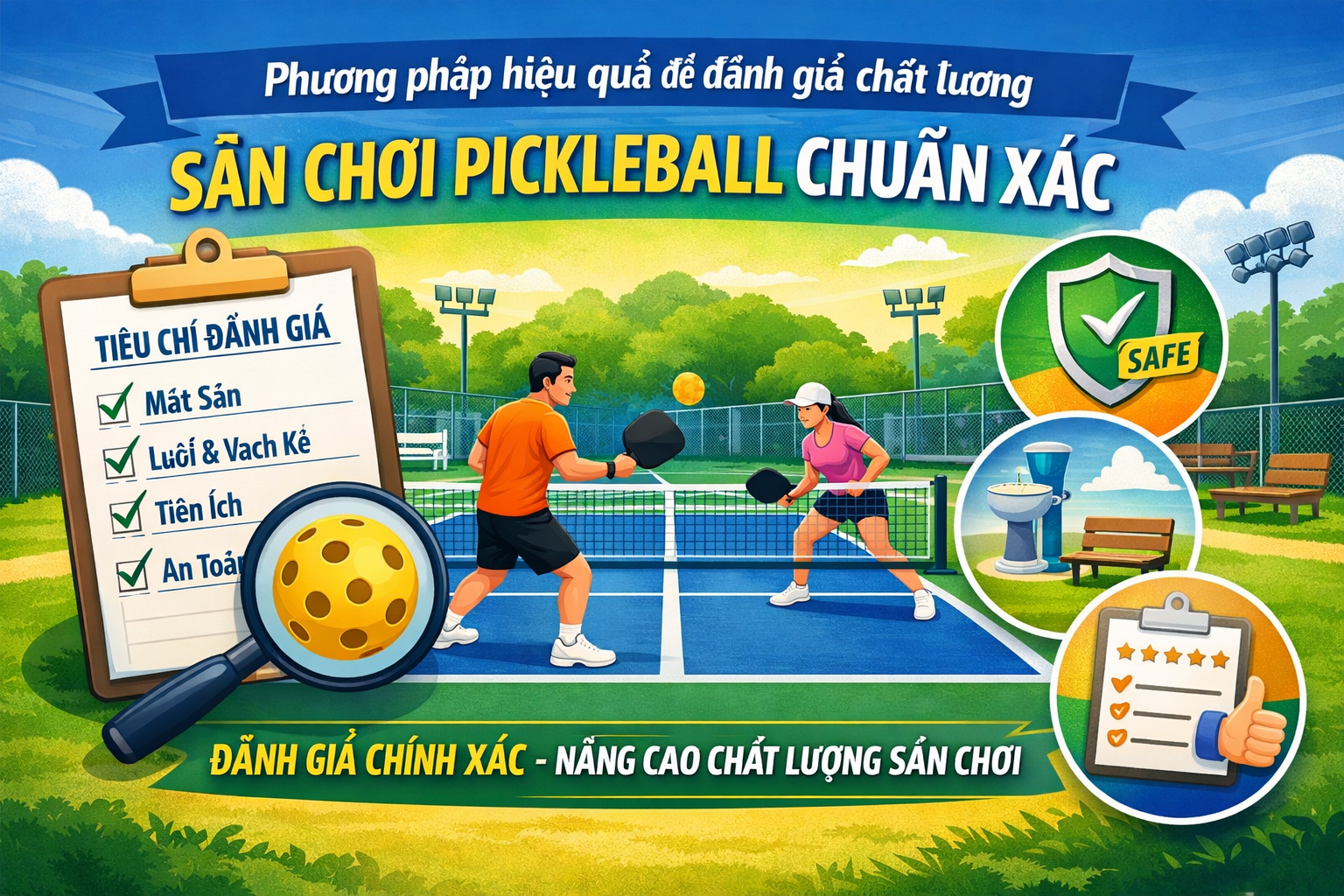 kiểm tra chất lượng sân pickleball 