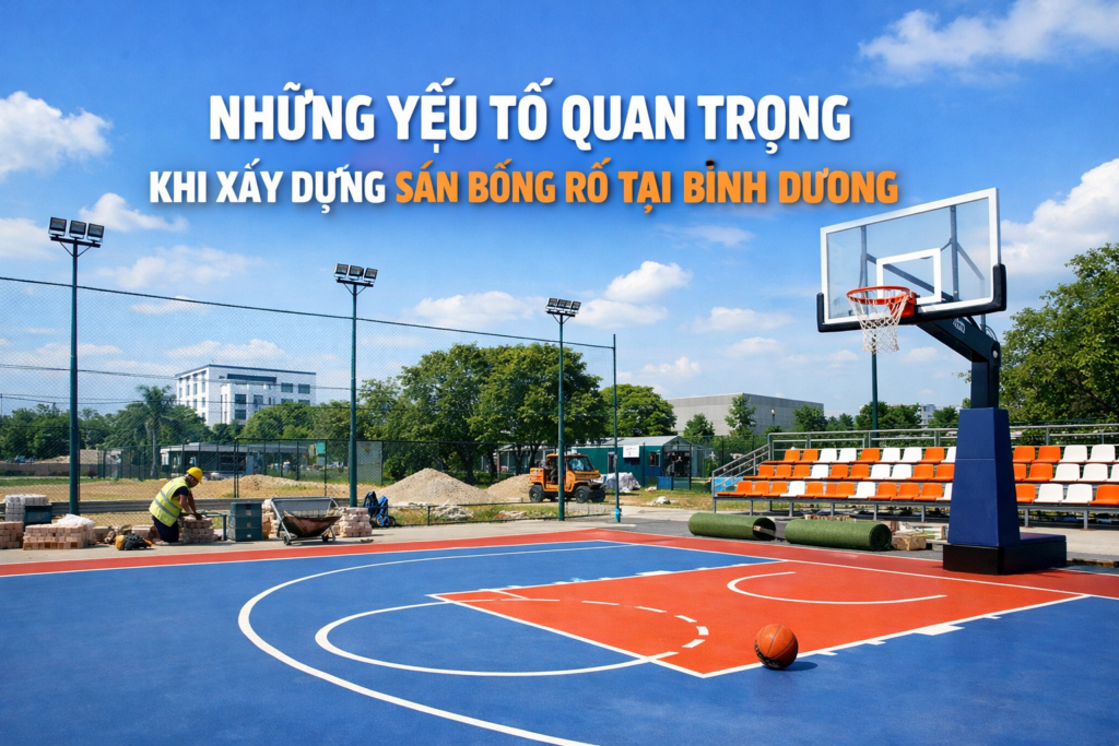 thi công sân bóng rổ tại Bình Dương