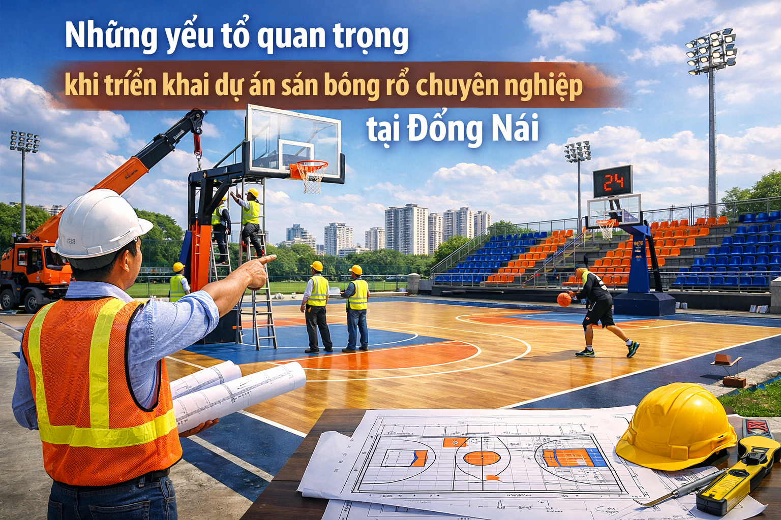 thi công sân bóng rổ tại Đồng Nai