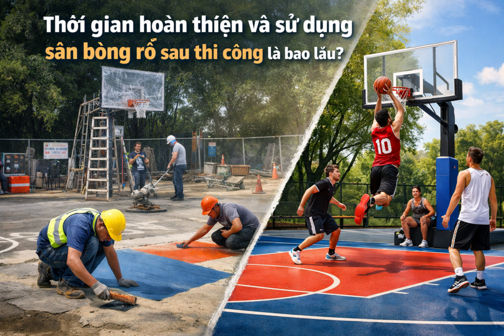 thi công sân bóng rổ bao lâu thì sử dụng được