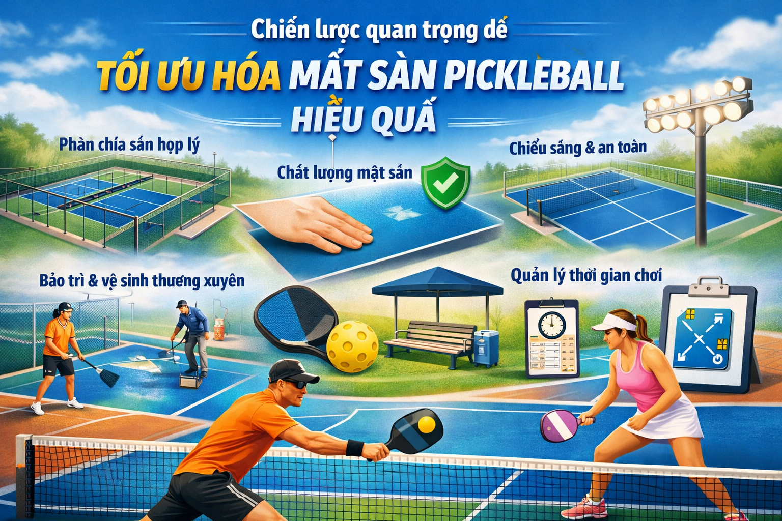 nâng cấp mặt sân pickleball