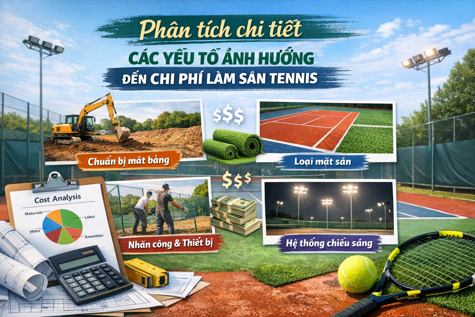 chi phí làm sân tennis