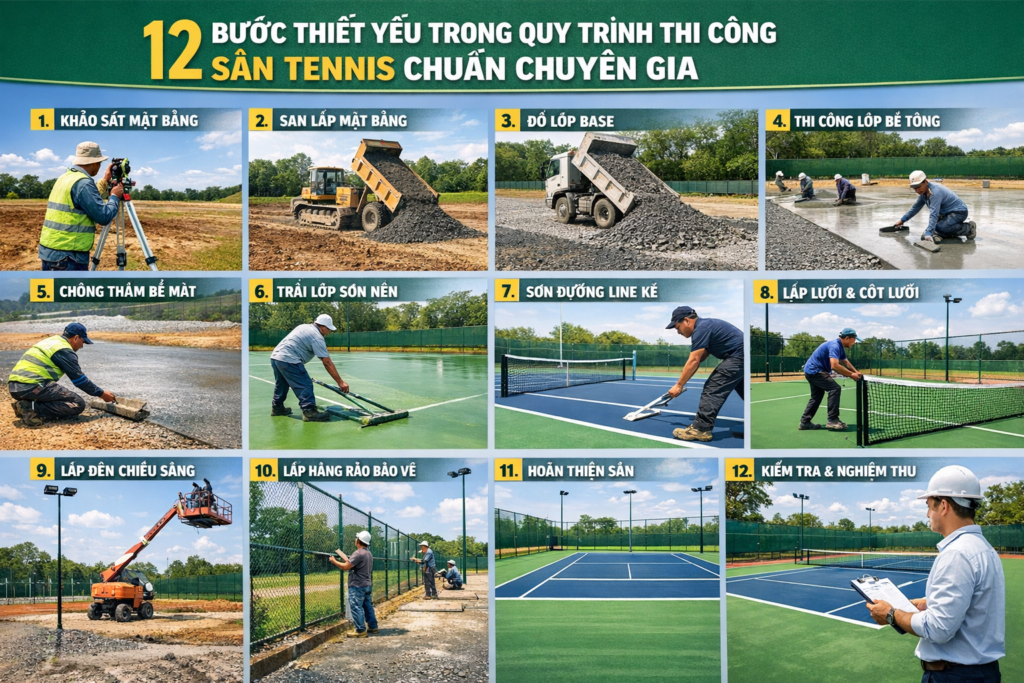 Quy Trình Thi Công Sân Tennis