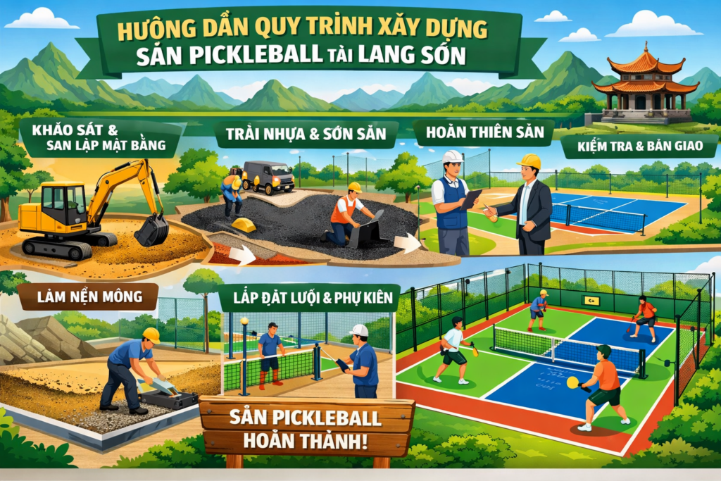 thi công sân pickleball Lạng Sơn
