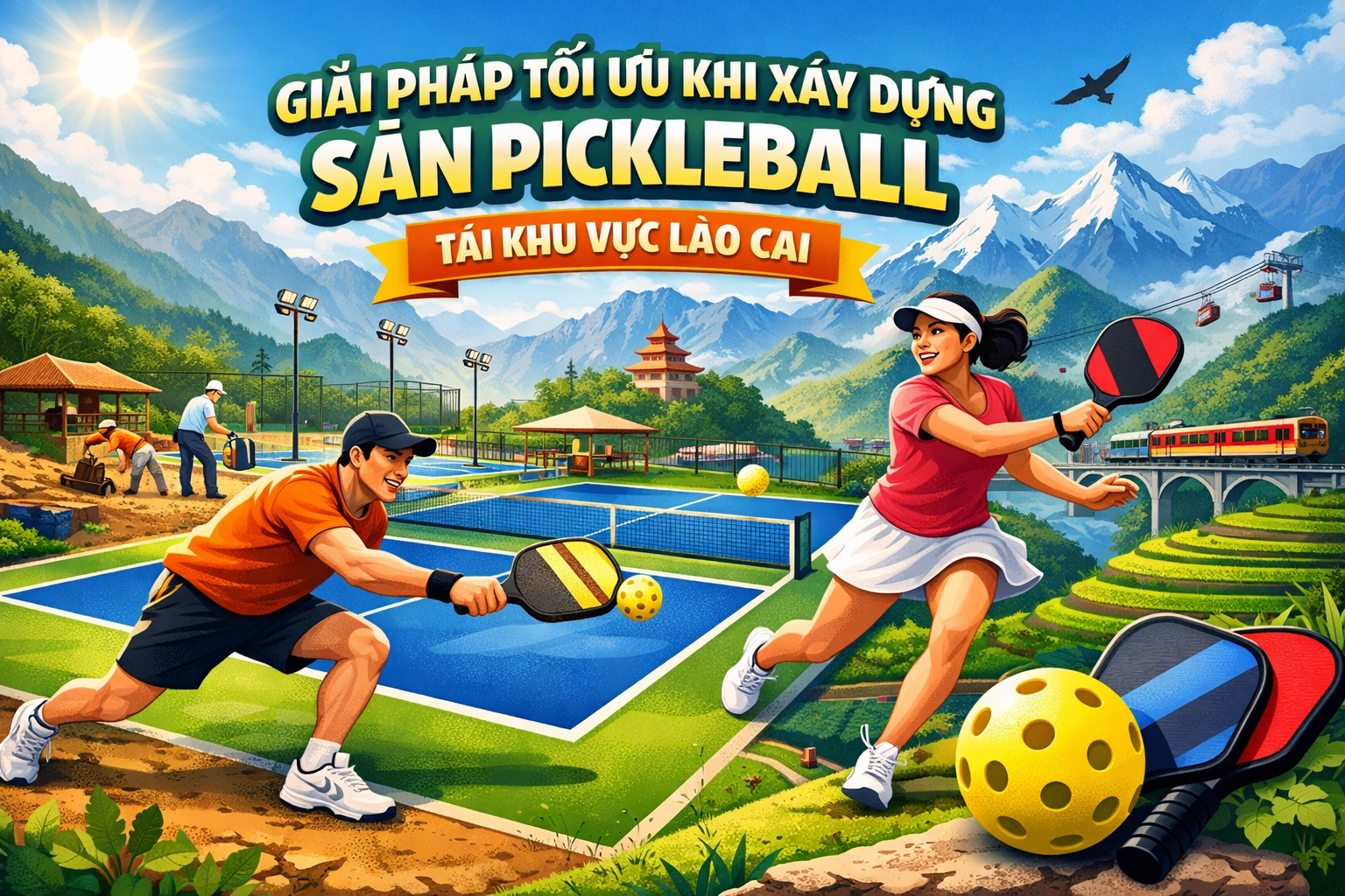 thi công sân pickleball Lào Cai
