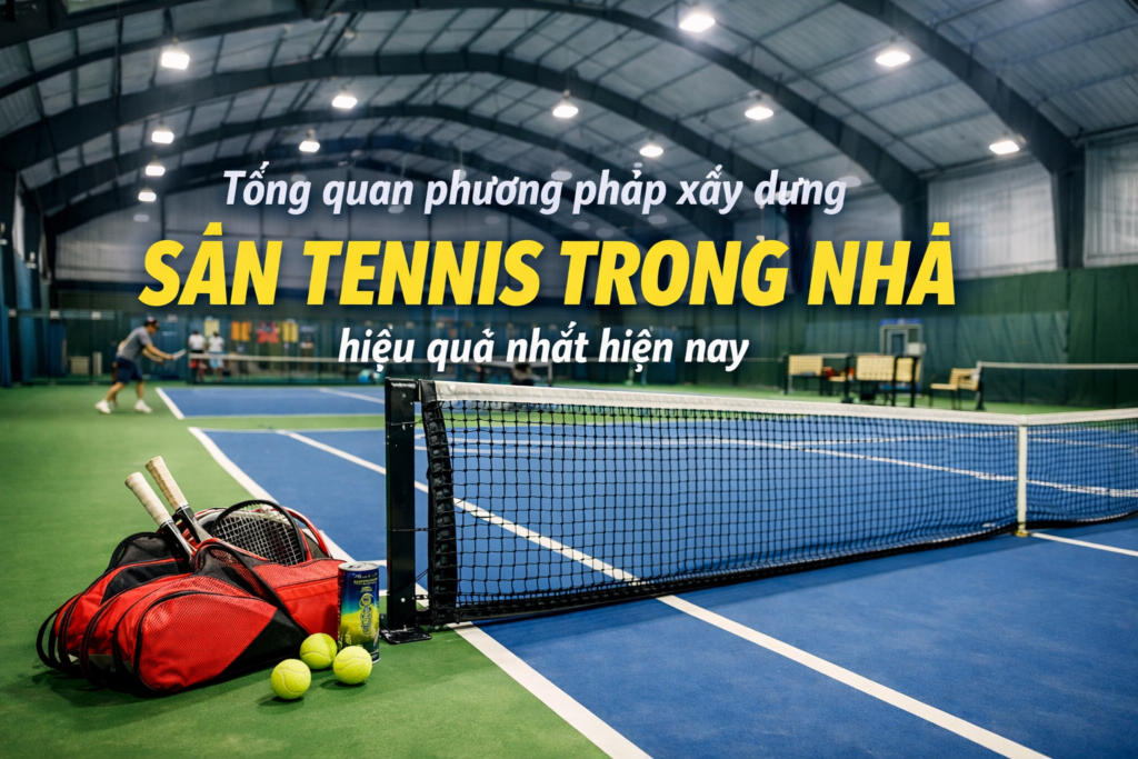 thi công sân tennis trong nhà