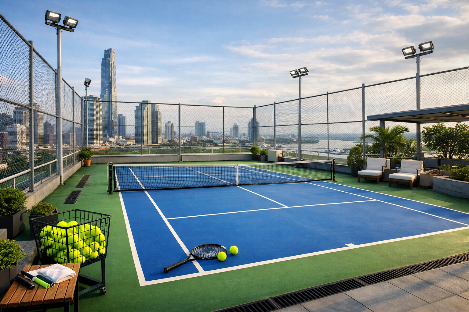 thi công sân tennis sân thượng