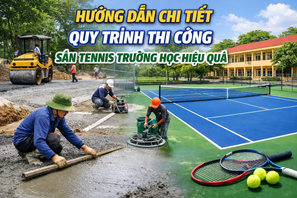 Thi Công Sân Tennis Trường Học