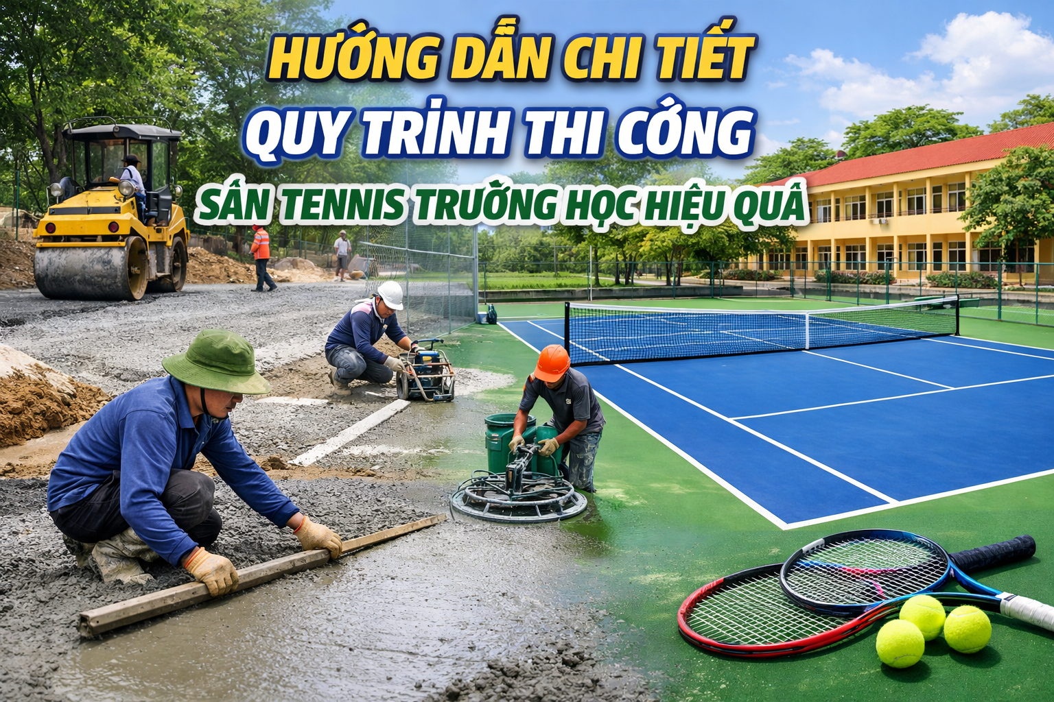 Thi Công Sân Tennis Trường Học