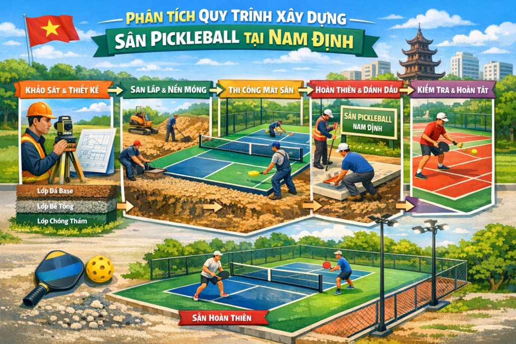 Thi công sân pickleball Nam Định