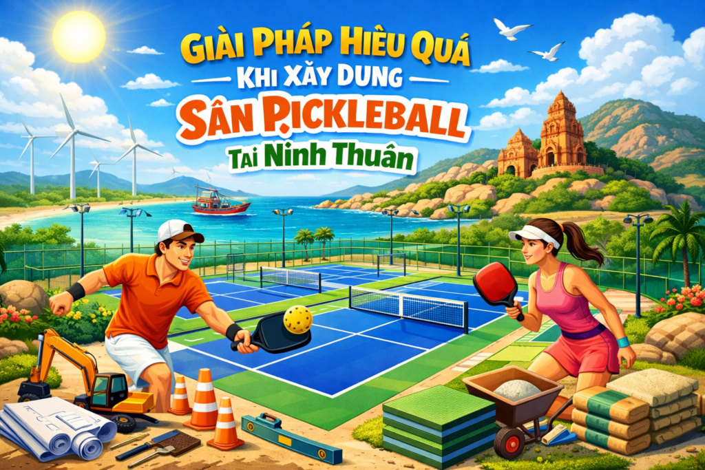 thi công sân pickleball Ninh Thuận
