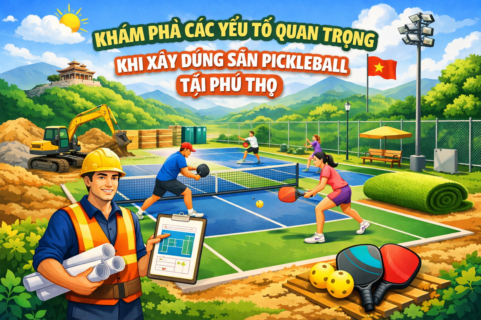 thi công sân pickleball Phú Thọ