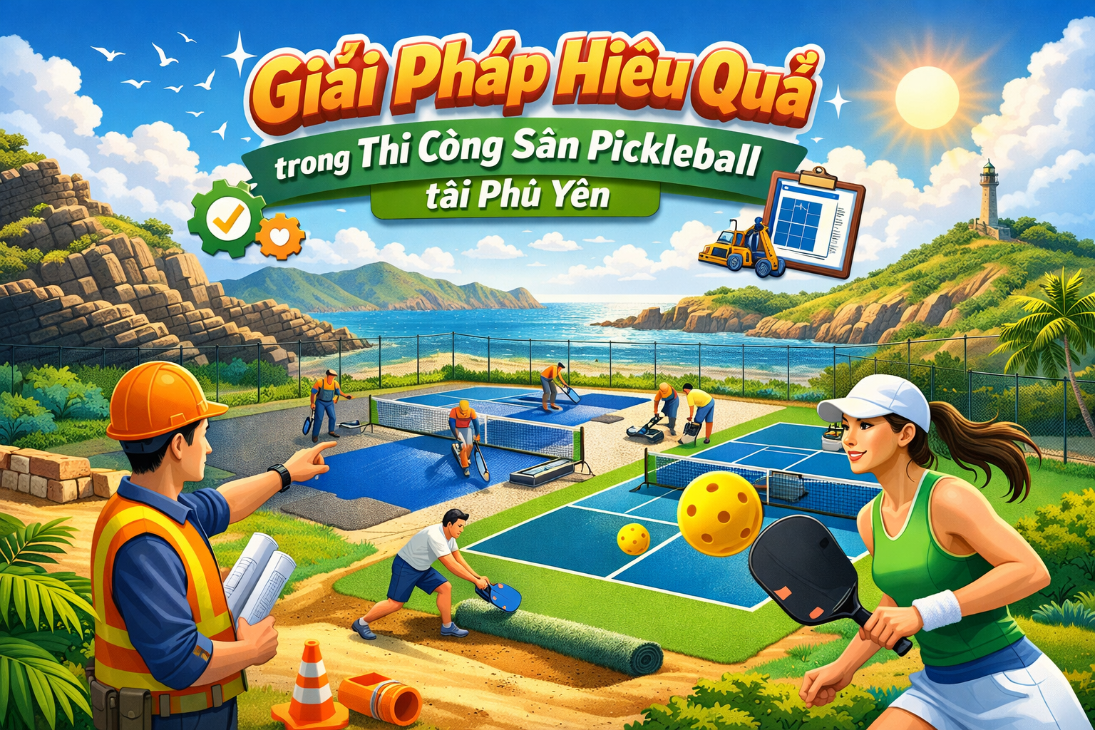 thi công sân pickleball Phú Yên