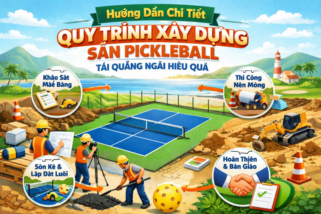 thi công sân pickleball Quảng Ngãi