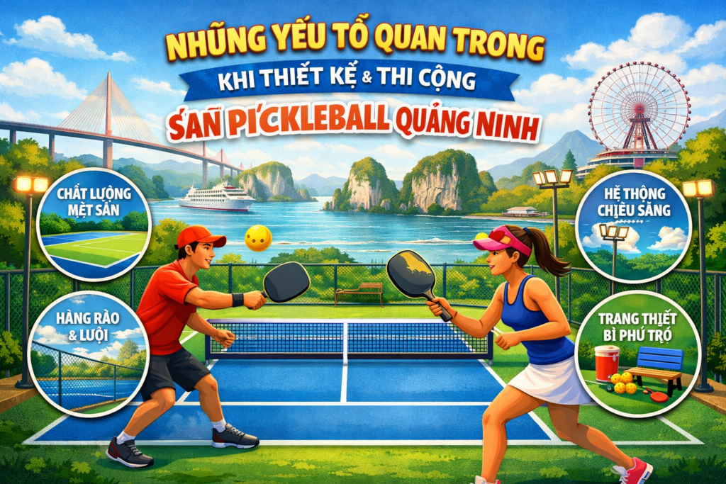 thi công sân pickleball Quảng Ninh