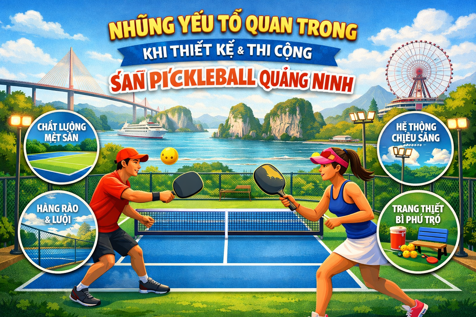 thi công sân pickleball Quảng Ninh