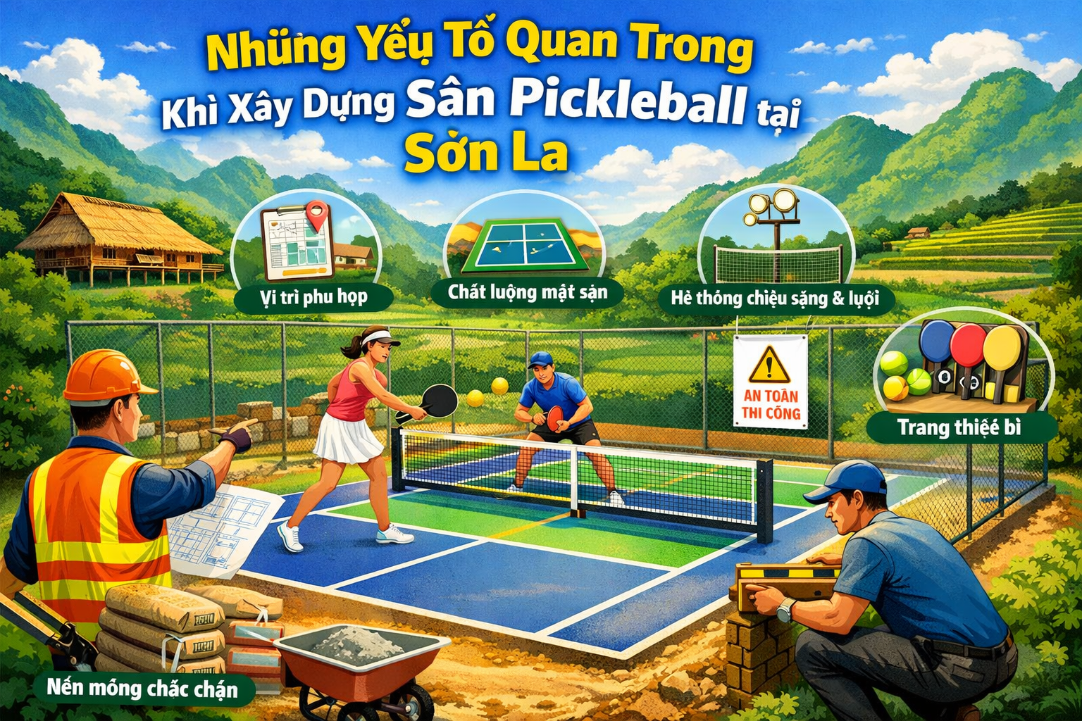 thi công sân pickleball Sơn La