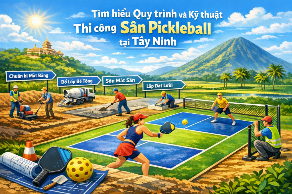 thi công sân pickleball Tây Ninh