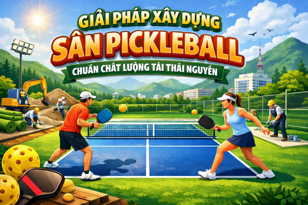 thi công sân pickleball Thái Nguyên
