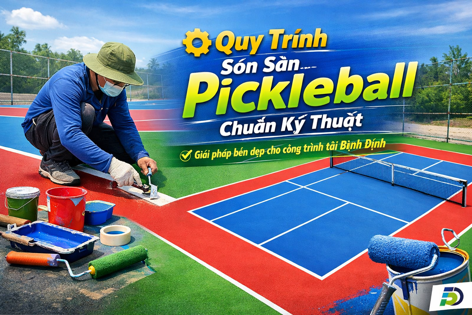 thi công sơn sân Pickleball tại Bình Định