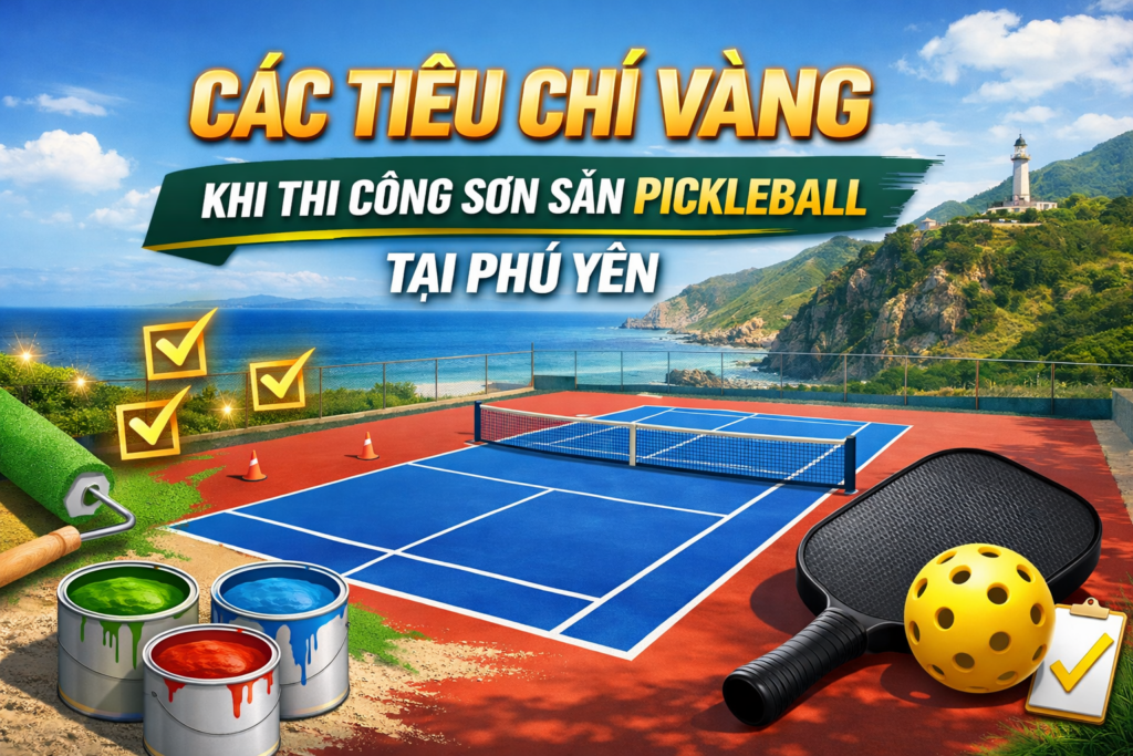 thi công sơn sân Pickleball tại Phú Yên
