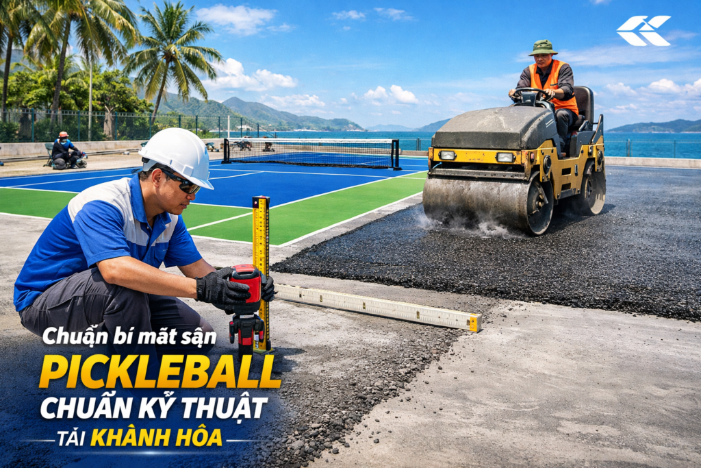 thi công sơn sân Pickleball tại Khánh Hòa