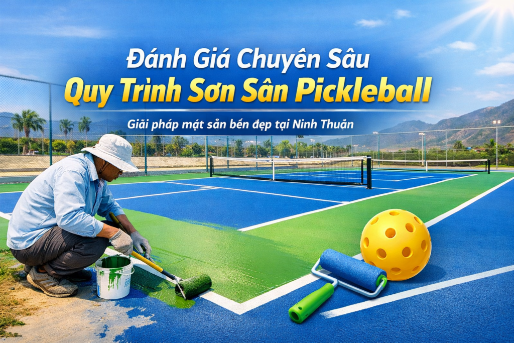 thi công sơn sân Pickleball tại Ninh Thuận