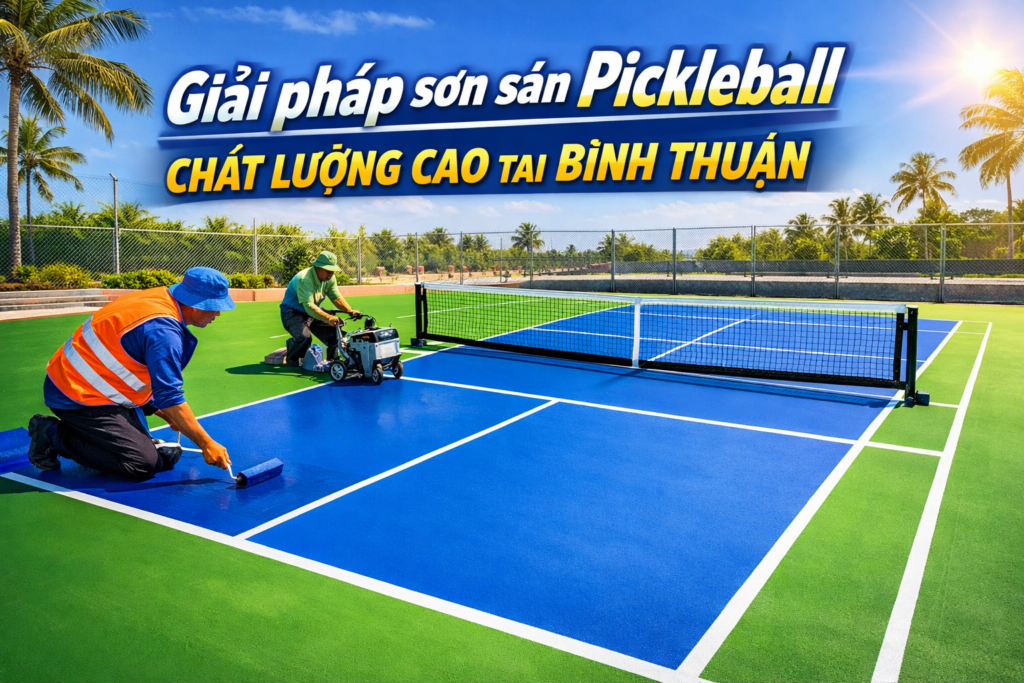 thi công sơn sân Pickleball tại Bình Thuận