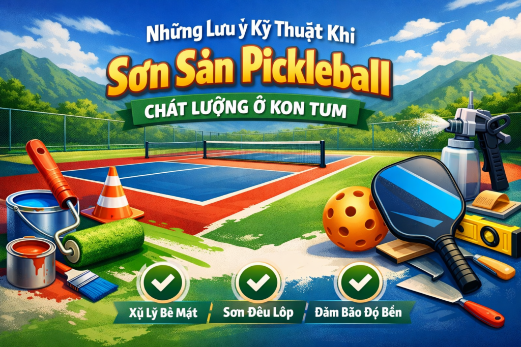 Thi công sơn sân Pickleball tại Kon Tum