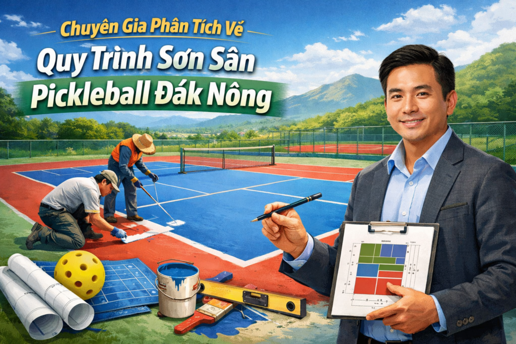 thi công sơn sân Pickleball tại Đắk Nông