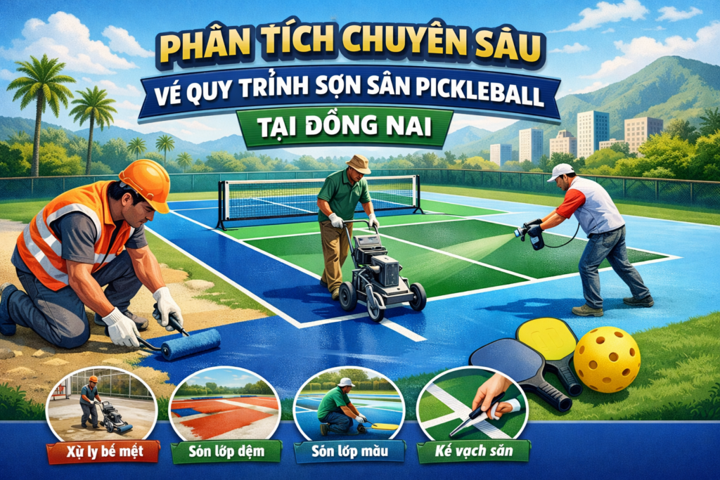 Thi công sơn sân Pickleball tại Đồng Nai