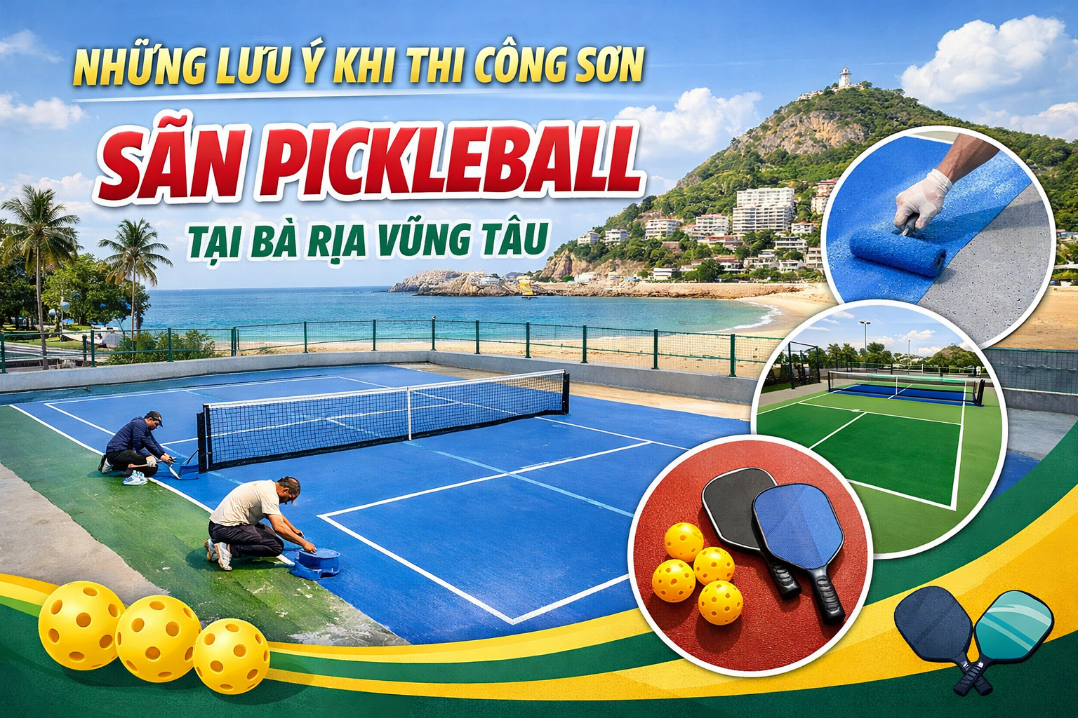 thi công sơn sân Pickleball tại Bà Rịa Vũng Tàu