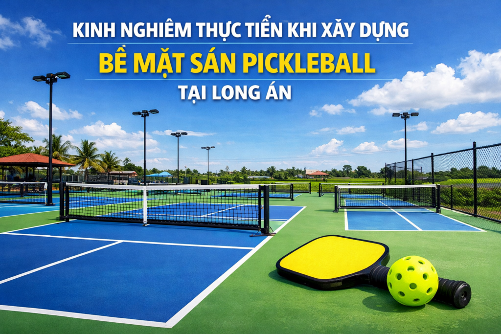 Thi công sơn sân Pickleball tại Long An