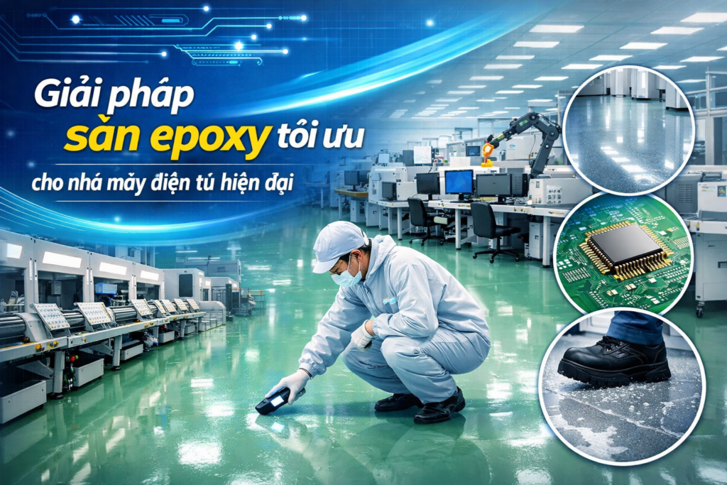 thi công epoxy nhà máy điện tử