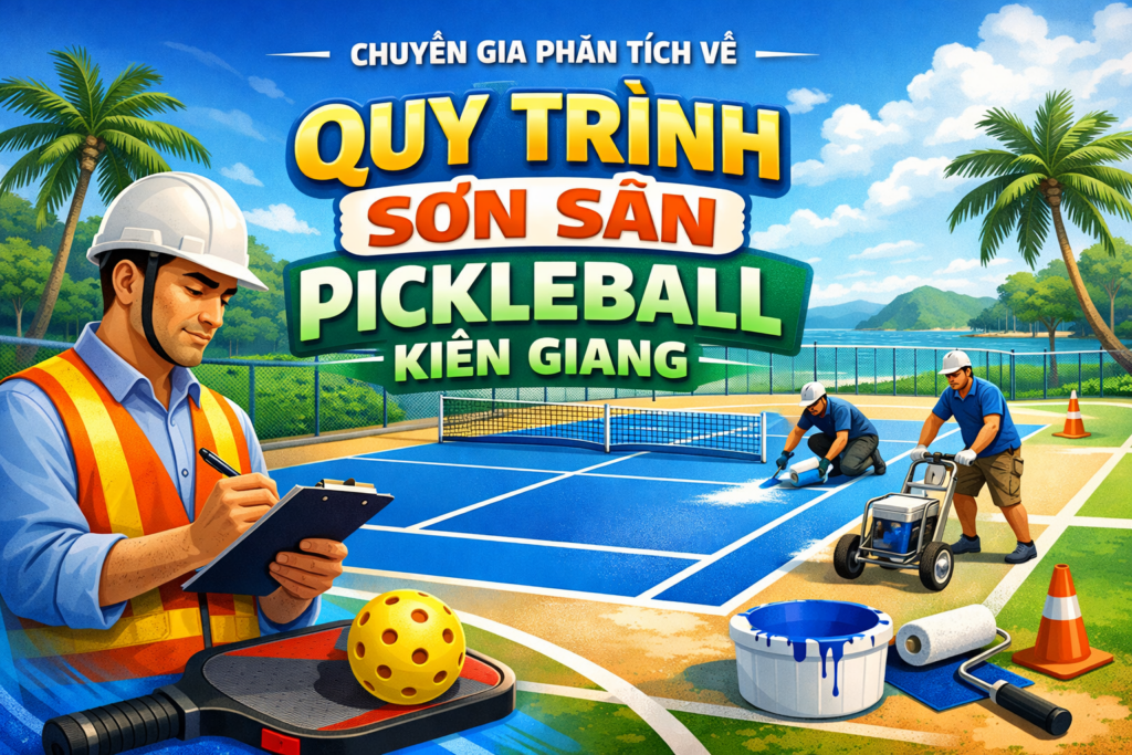 thi công sơn sân Pickleball tại Kiên Giang