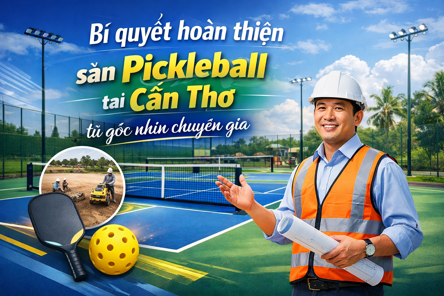 thi công sơn sân Pickleball tại Cần Thơ