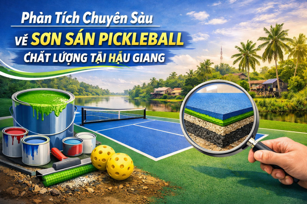 Thi công sơn sân Pickleball tại Hậu Giang