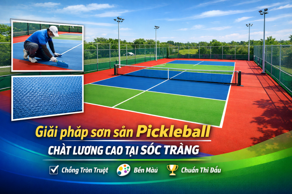 thi công sơn sân Pickleball tại Sóc Trăng