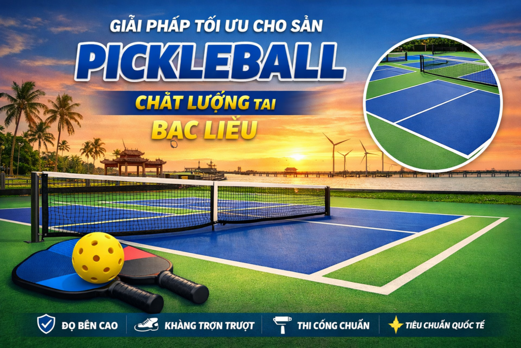 thi công sơn sân Pickleball tại Bạc Liêu