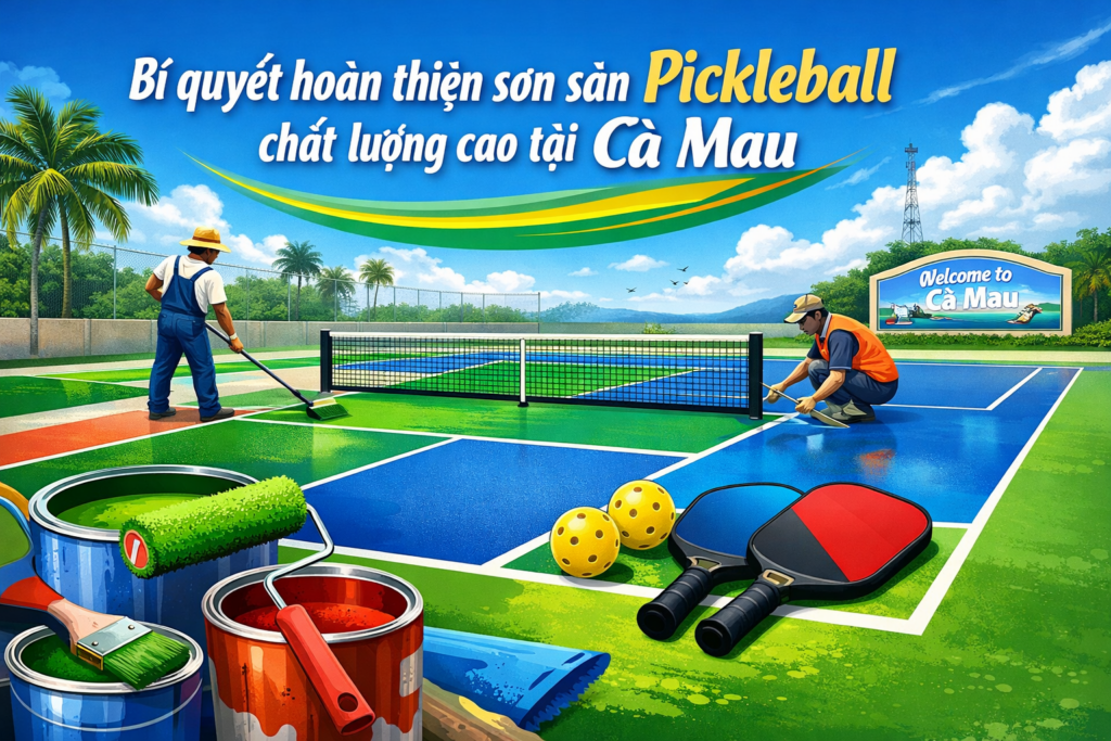thi công sơn sân Pickleball tại Cà Mau