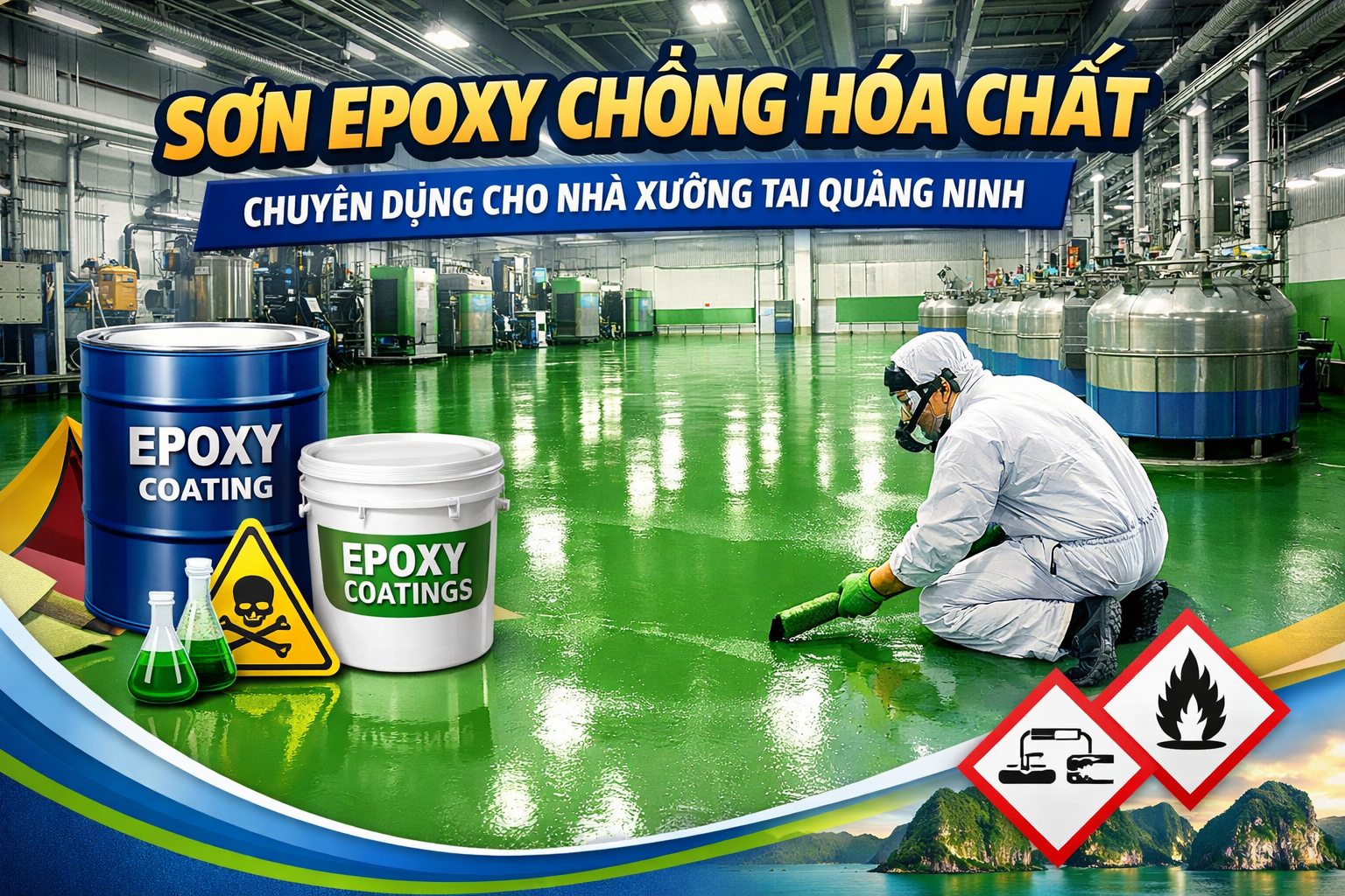 Thi công sơn epoxy chống hóa chất tại Quảng Ninh