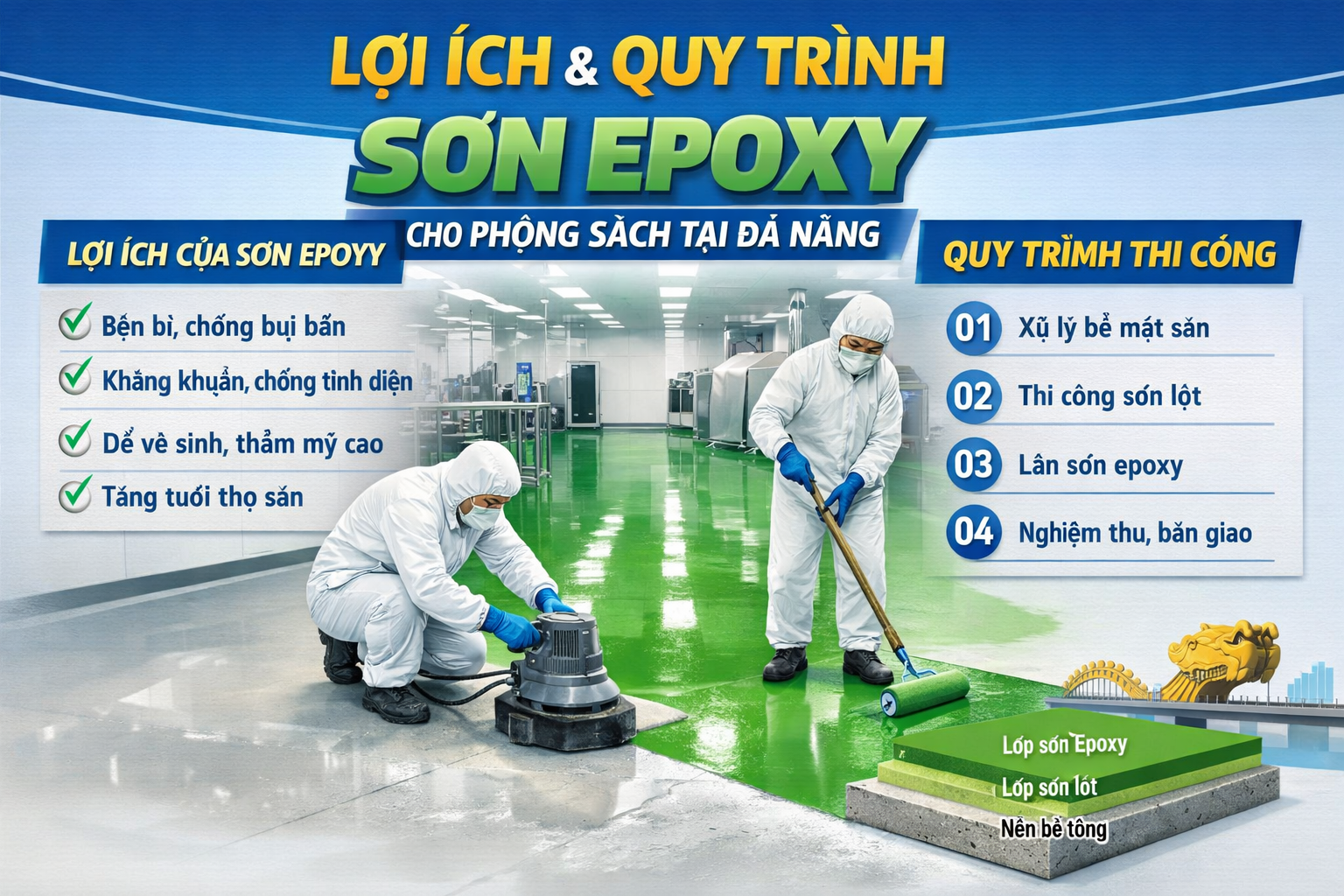 Thi công sơn epoxy phòng sạch tại Đà Nẵng
