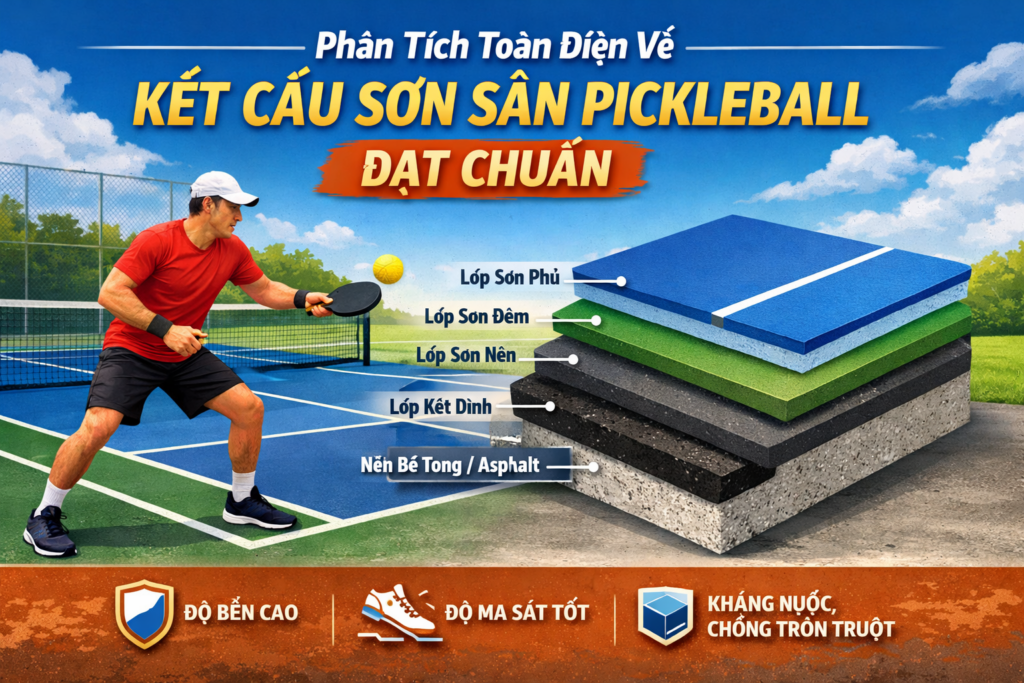 Cấu Tạo Sơn Sân Pickleball 8 Lớp