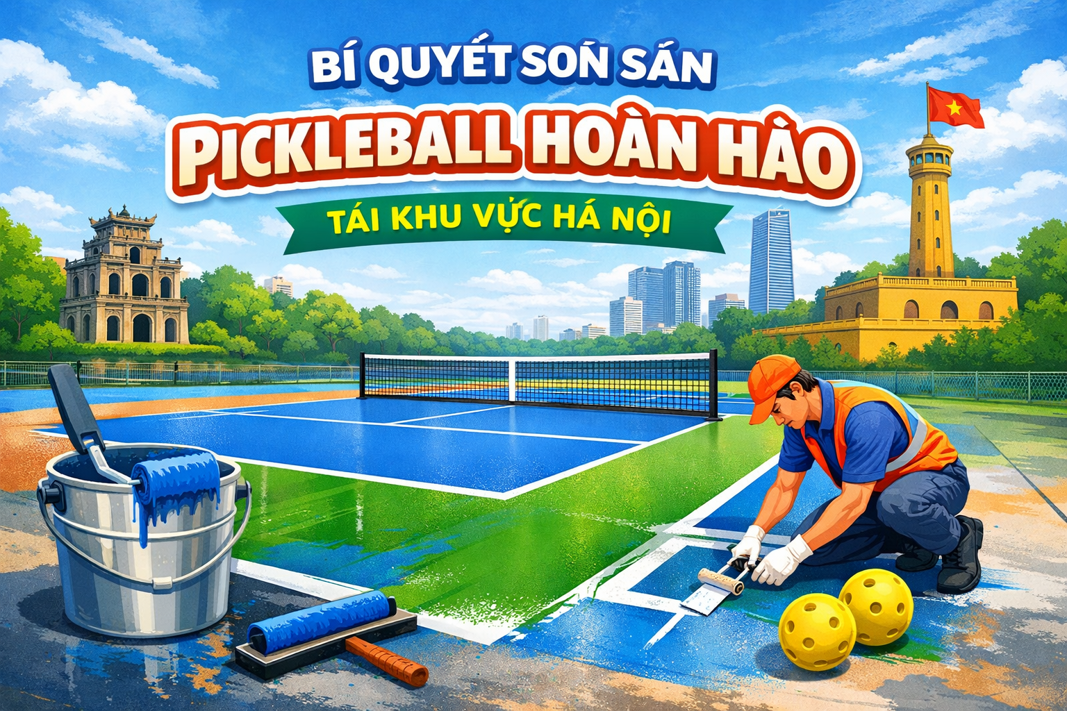 thi công sơn sân Pickleball tại Hà Nội