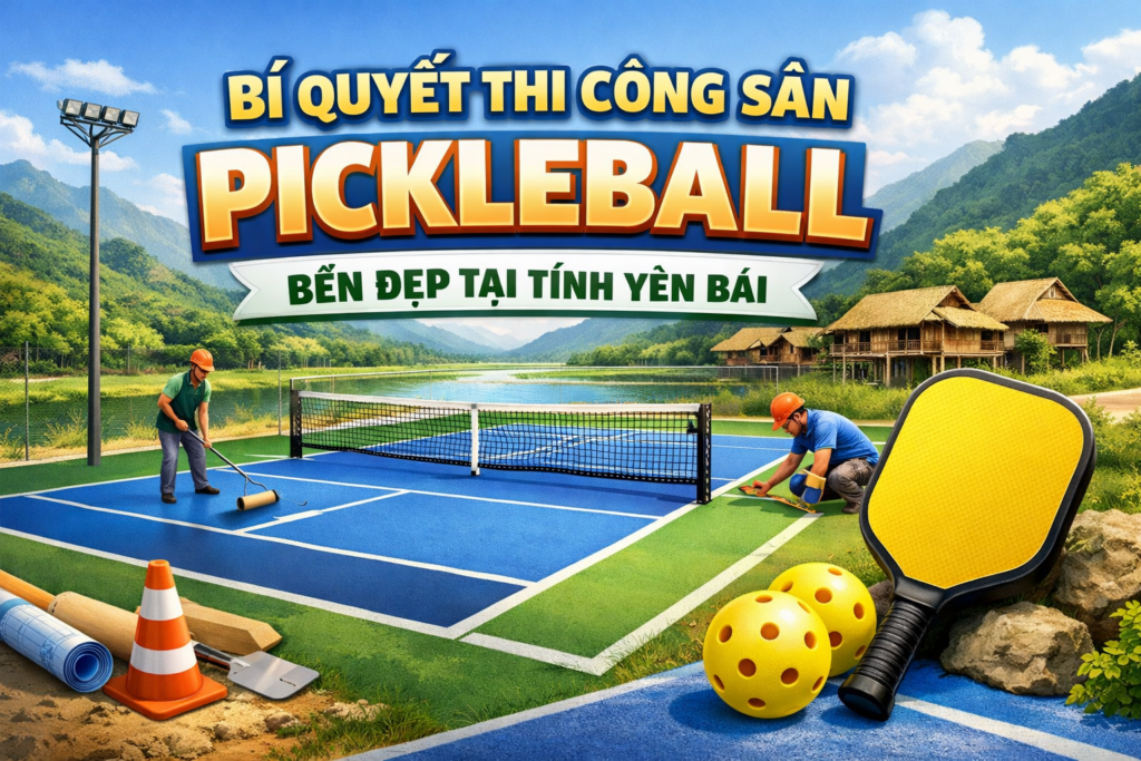 thi công sơn sân Pickleball tại Yên Bái