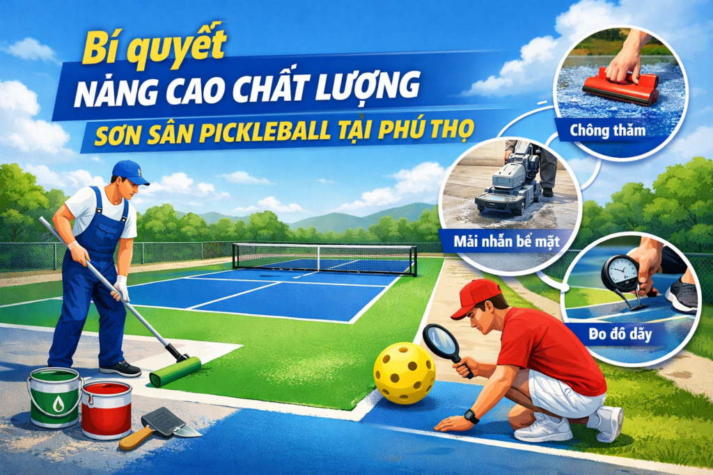thi công sơn sân Pickleball tại Phú Thọ